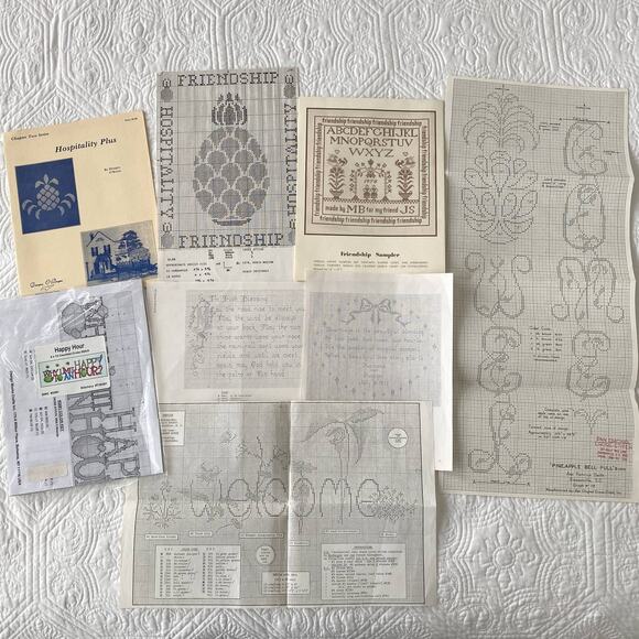 Lot Hospitality Welcome Friendship Blessing Counted Cross Stitch Patterns Charts - Picture 1 of 1
